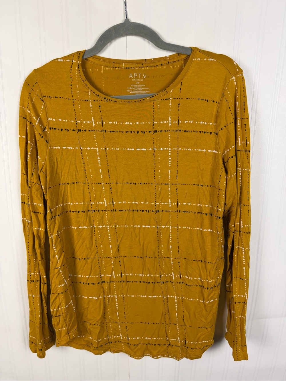 Apt. 9 Mustard Yellow Plaid Long Sleeve Tee